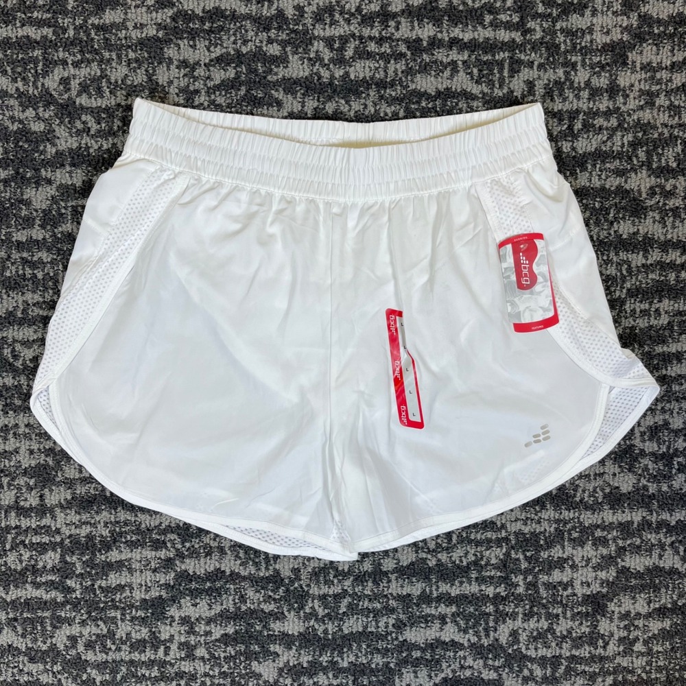 BCG Running Shorts Womens L White 3.5" Mesh Inseam NWT Athletic Gym Activewear